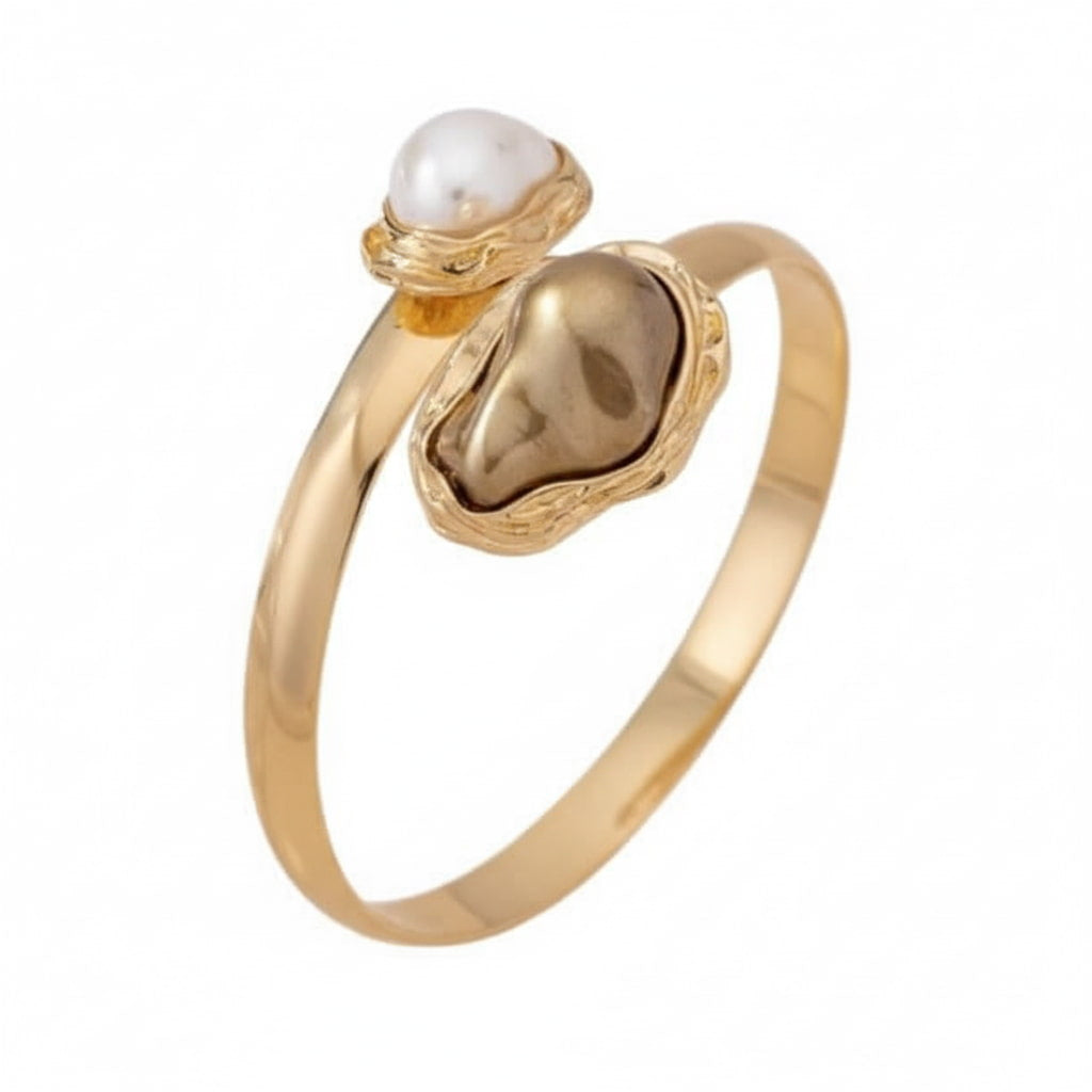 Armreif mit braunen Perlen - Gold CrystalScents