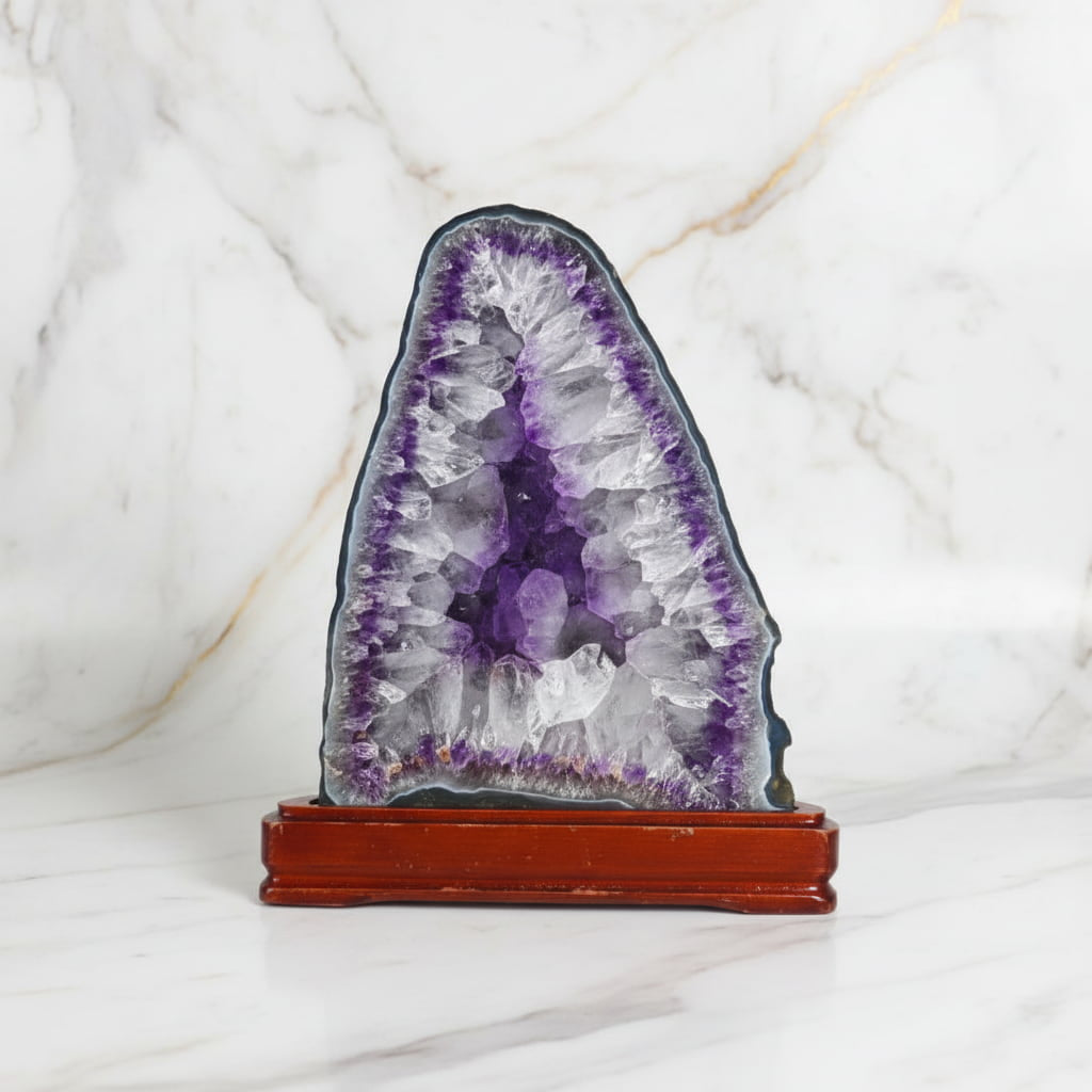 Sehr große Amethystdruse auf Podest – Erdung & Schönheit CrystalScents