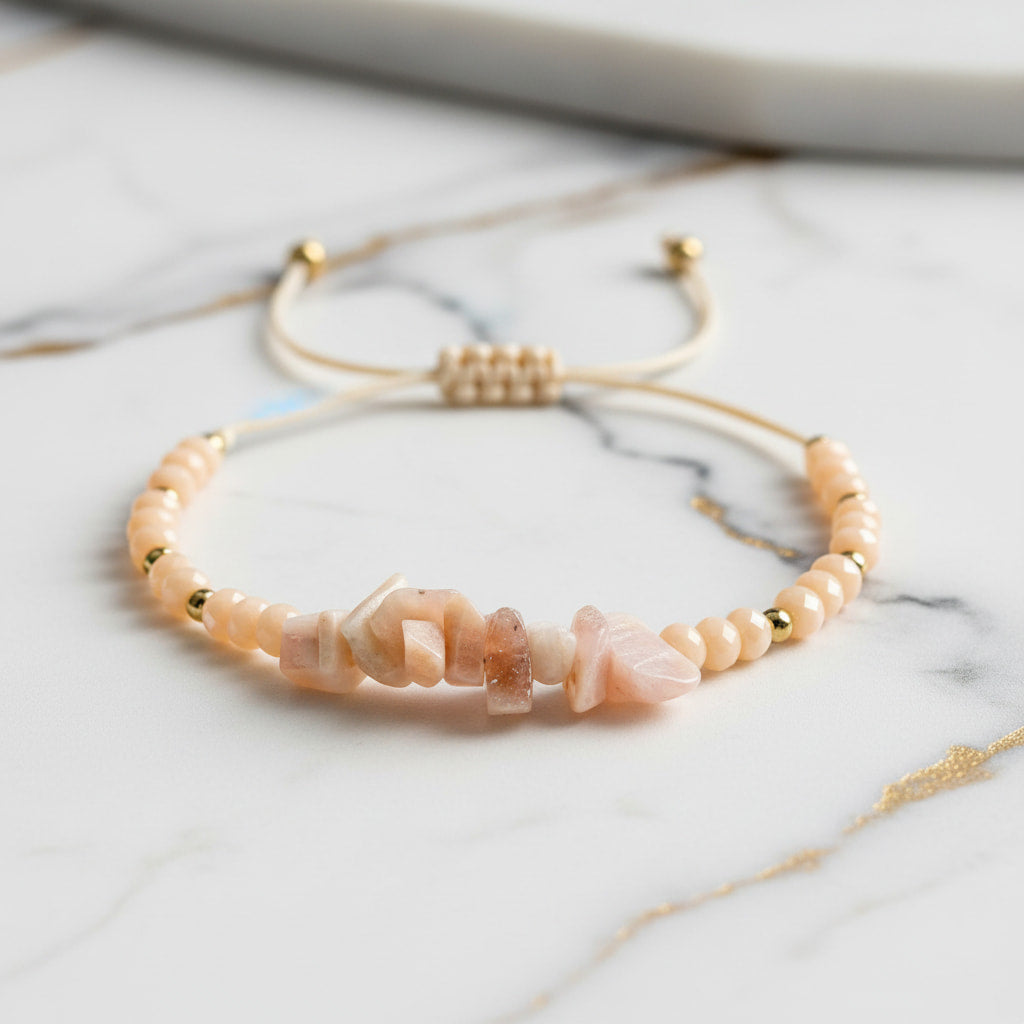 Pfirsich Mondstein Schutzarmband - Wärme & Glanz