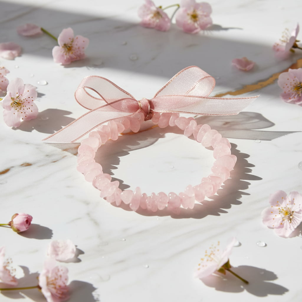 Rosenquarz Splitter Armband – Herzensfreude & Harmonie CrystalScents