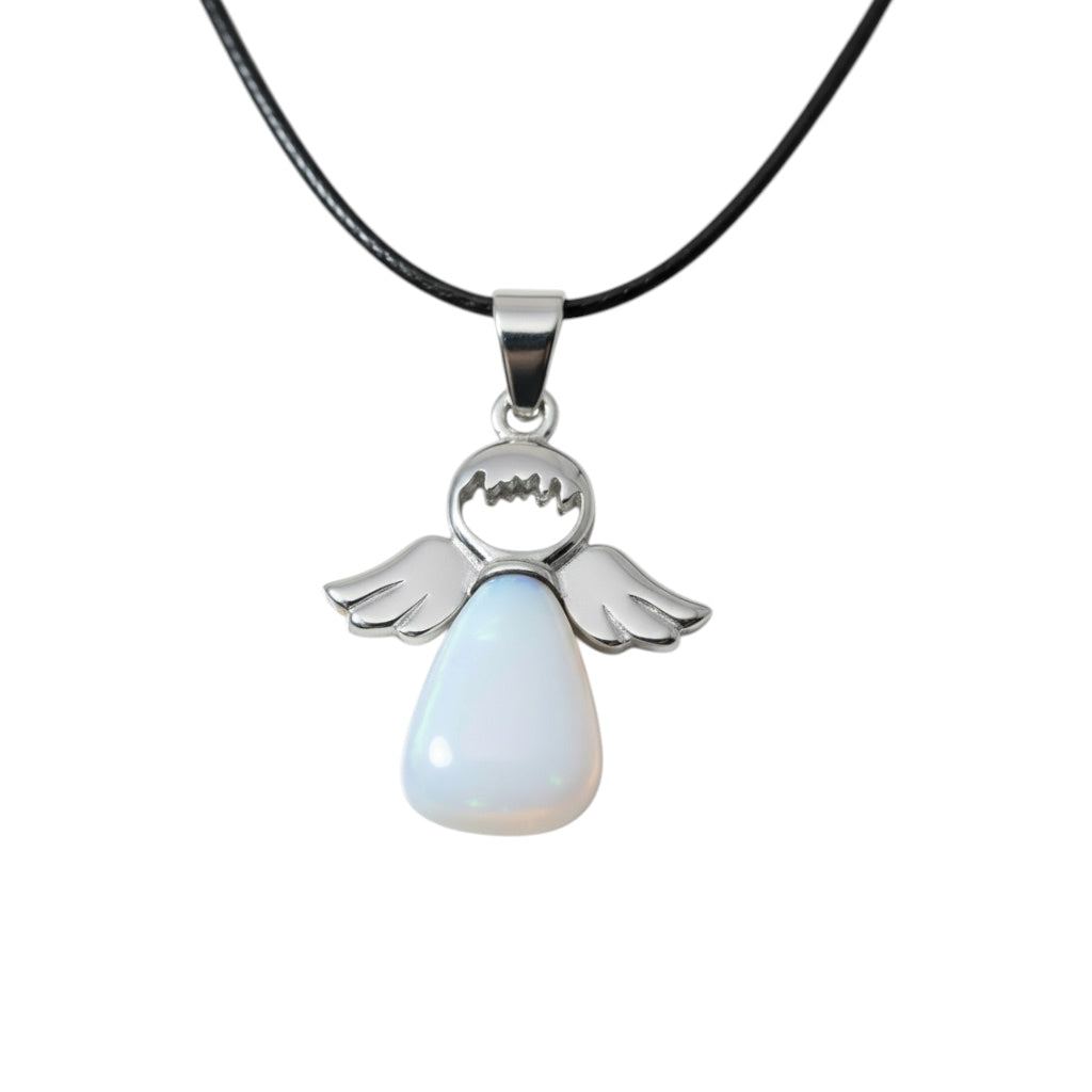 Opalit Halskette - Schutzengel Anhänger CrystalScents