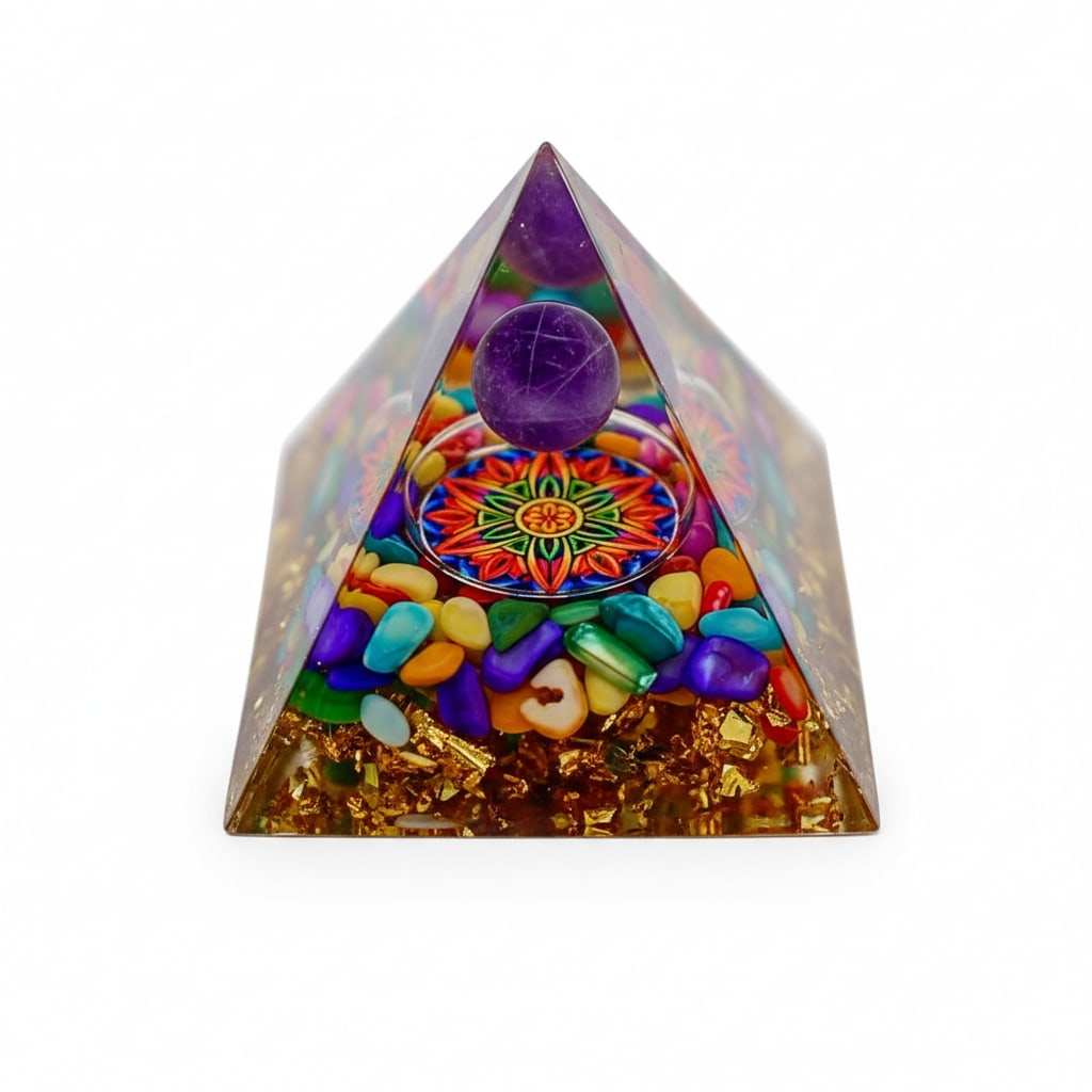 Orgonit Pyramide – Bunte Muschelschalen CrystalScents