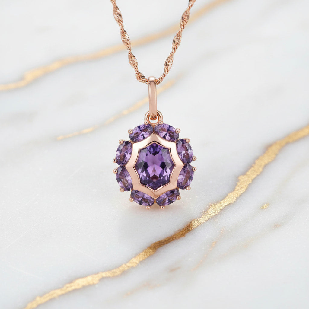 Goldkette – Mit lila Anhänger für besondere Ausstrahlung CrystalScents
