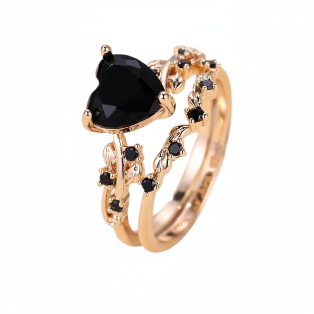 Ring – 2-teilige mit schwarzem Herz CrystalScents