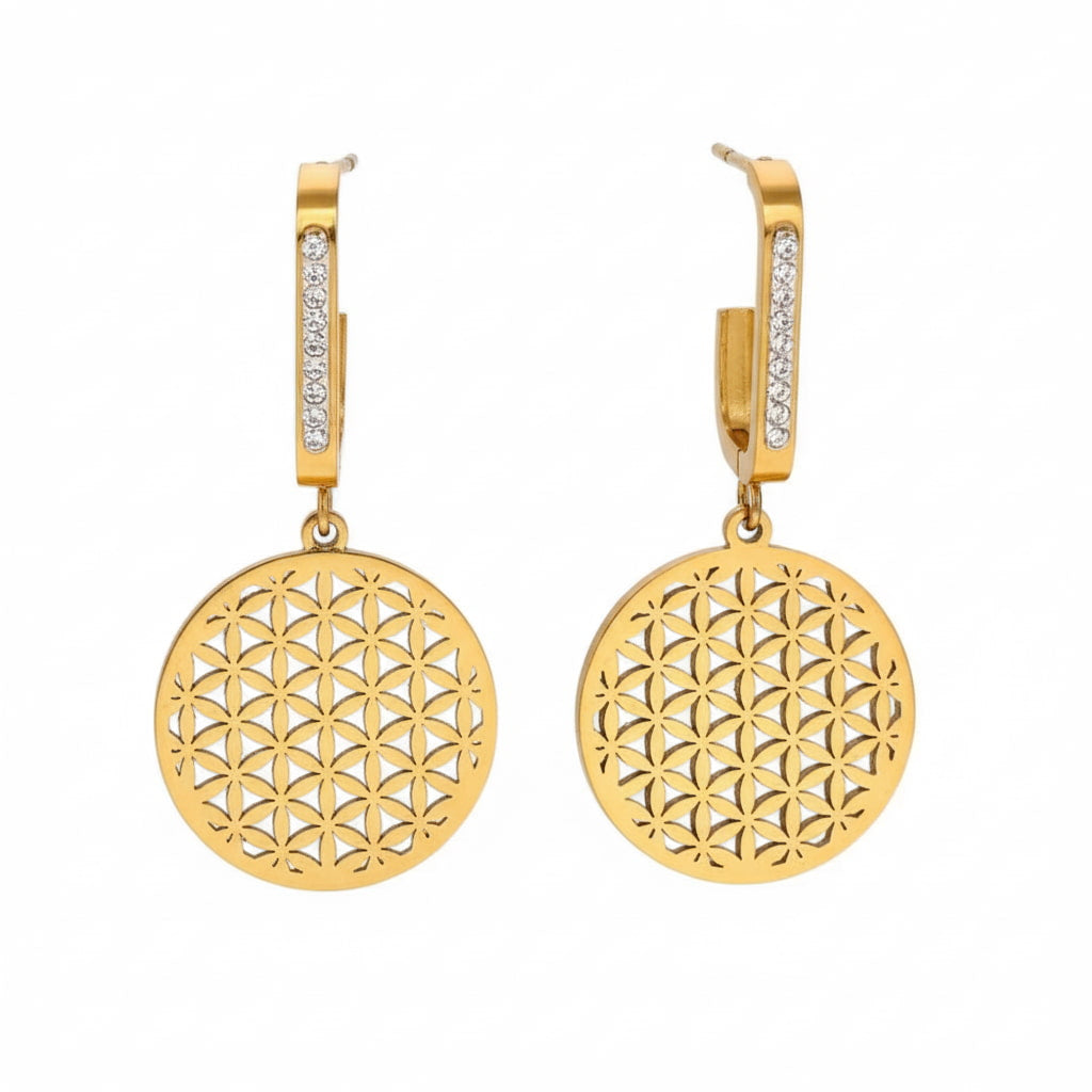 Ohrringe – Blume des Lebens mit Glanzdetails CrystalScents