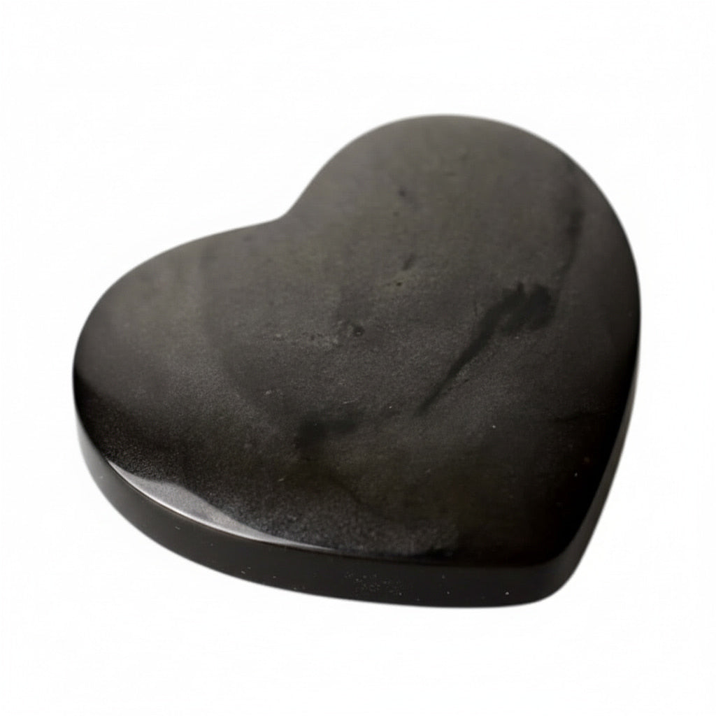 Silber Obsidian Herz – Schimmerndes Naturstück CrystalScents