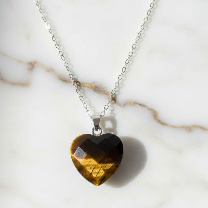 Tigerauge Halskette - Facettiertes Herz JETZT sichern CrystalScents