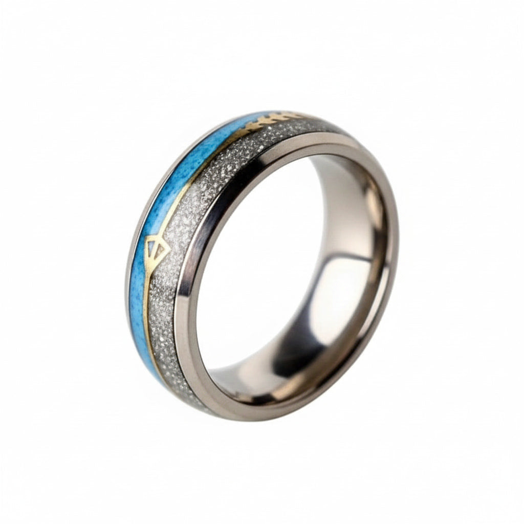 Ring mit blau Pfeil-Design – dekoratives Accessoire für markanten Look CrystalScents