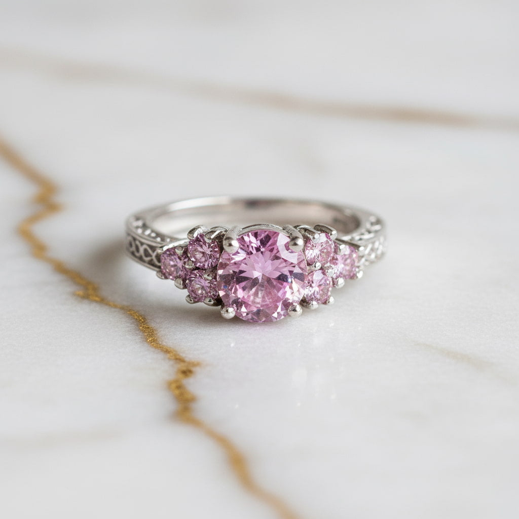 Ring Silber – Funkelnde rosa Akzente CrystalScents