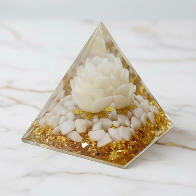 Orgonit Pyramide - Weiße Blume des Lebens CrystalScents
