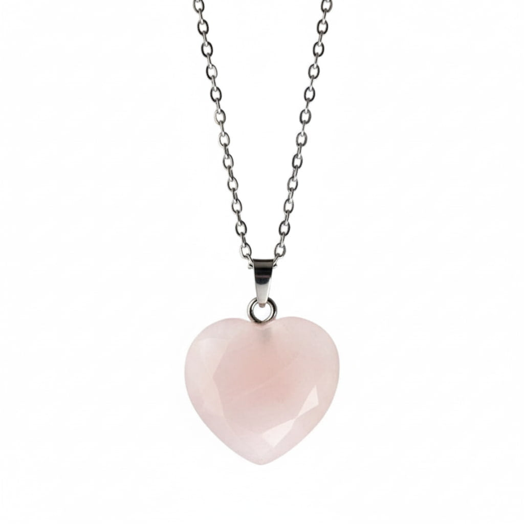 Rosenquarz Halskette - Facettiertes Herz CrystalScents