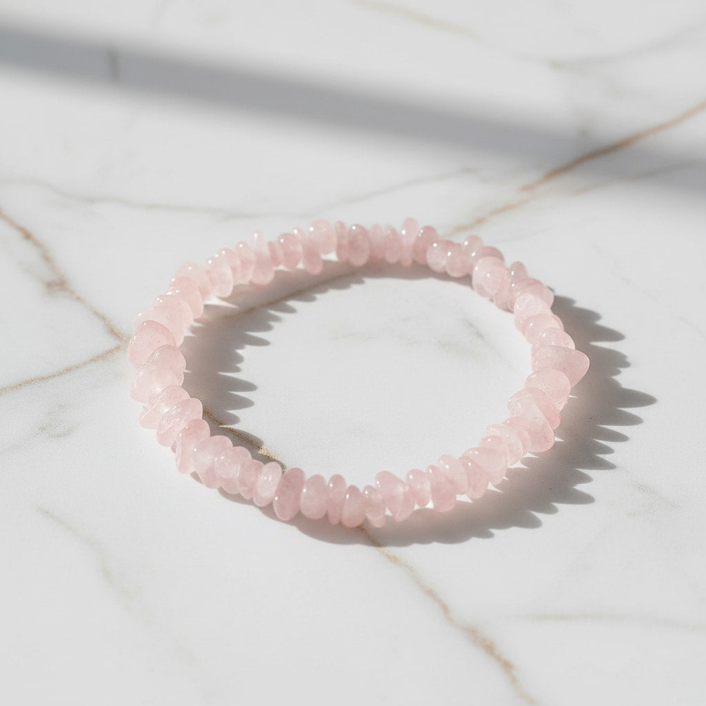 Rosenquarz Splitter Armband – Herzensfreude & Harmonie