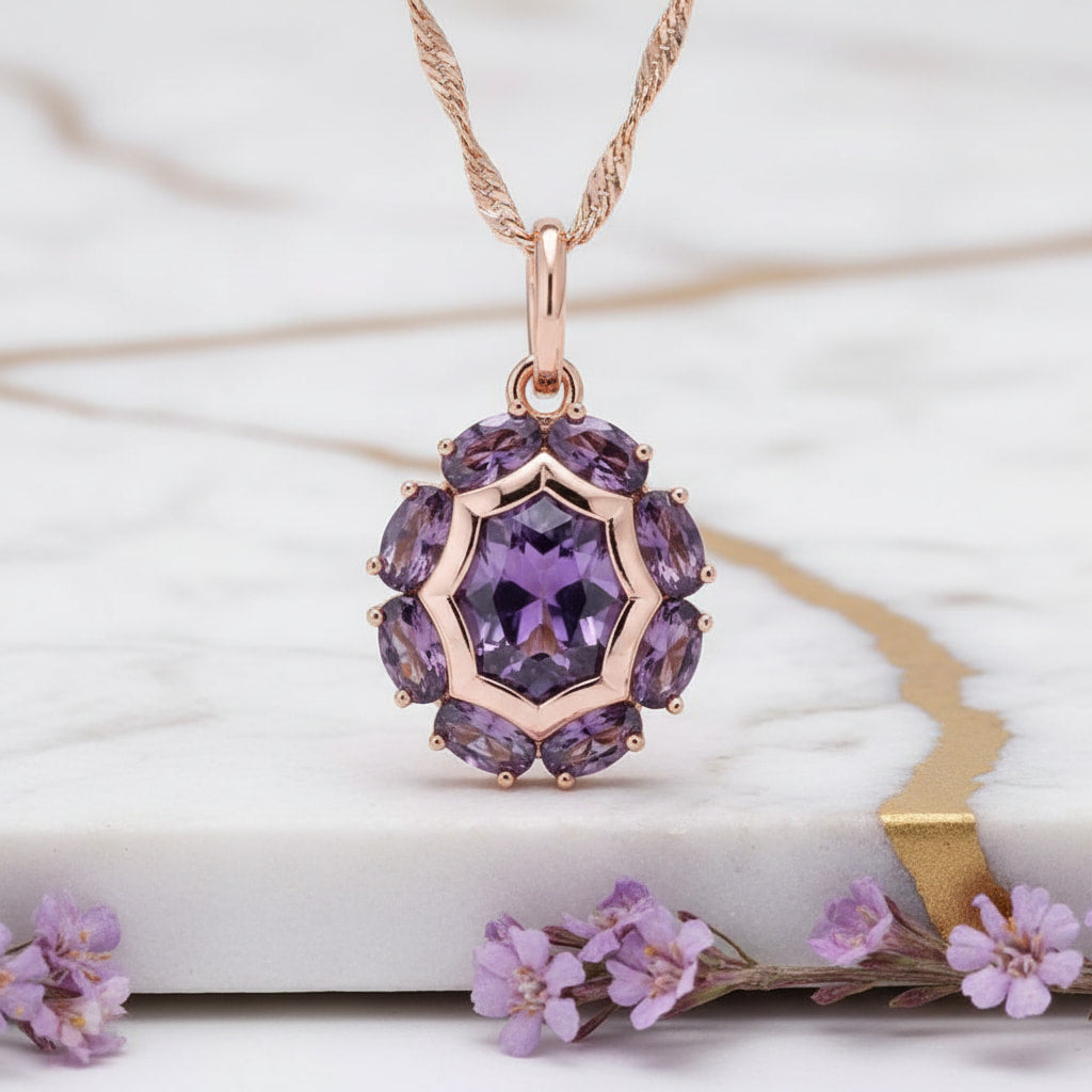 Goldkette – Mit lila Anhänger für besondere Ausstrahlung CrystalScents