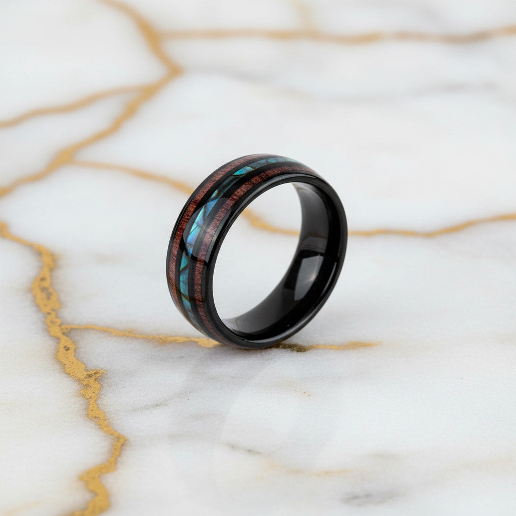 Ring Schwarz – Mit Holzmaserung & Blau CrystalScents