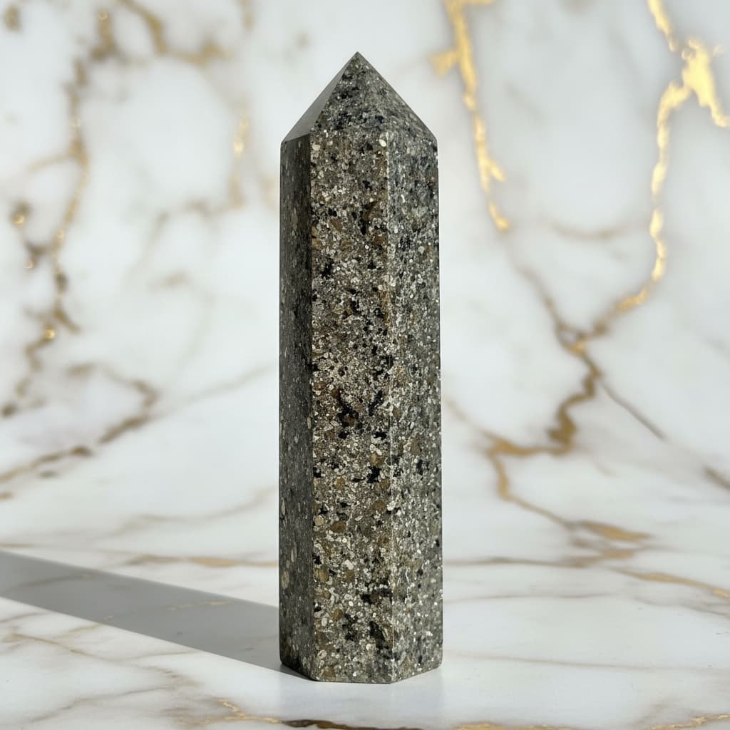 Flammenstein Yooperlite Obelisk – Kraftvolles Naturkunstwerk CrystalScents