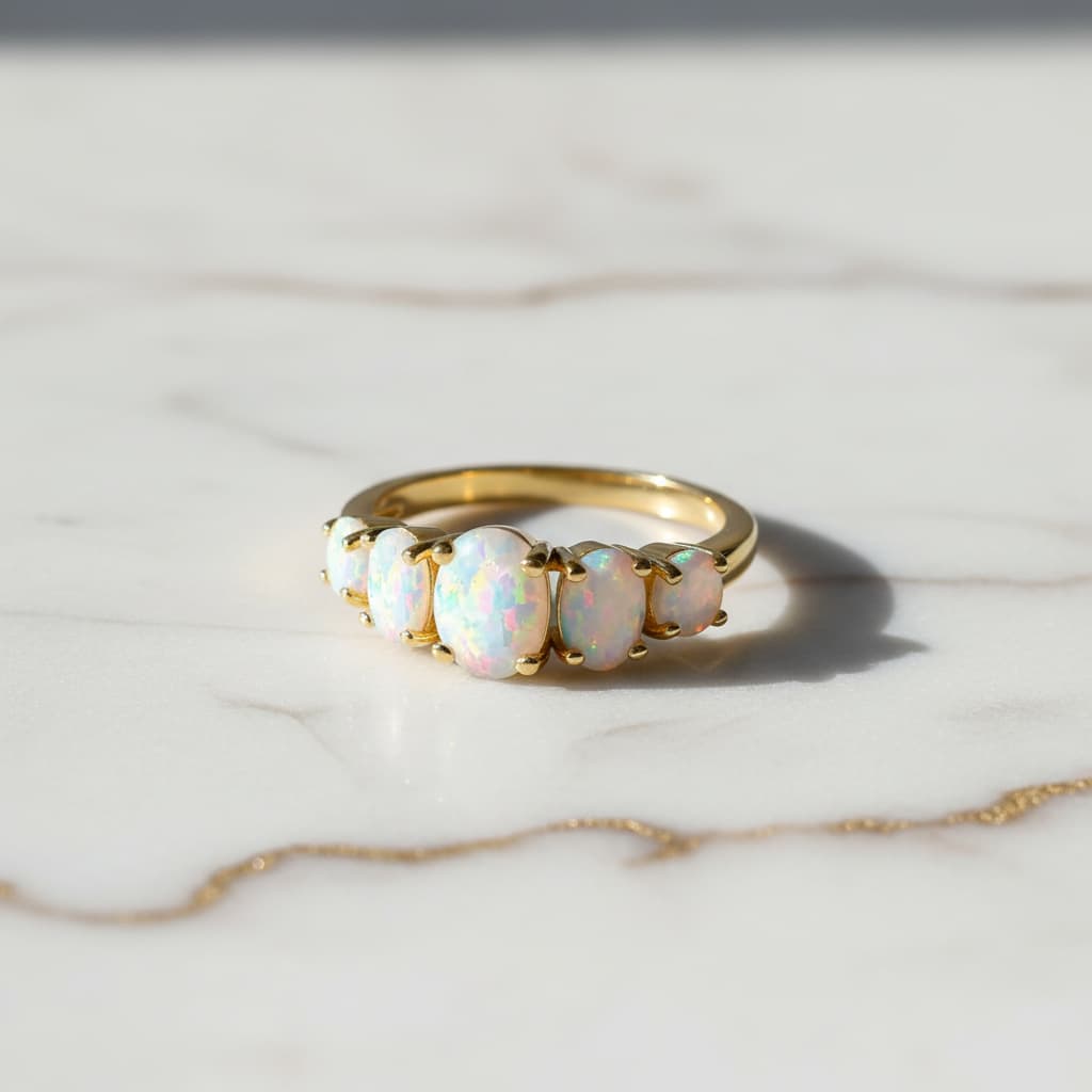 Ring mit fünf Opalen – elegantes Schmuckstück voller Farbspiel CrystalScents