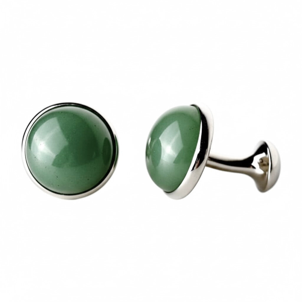 Aventurin - Silberne Maschettenknöpfe