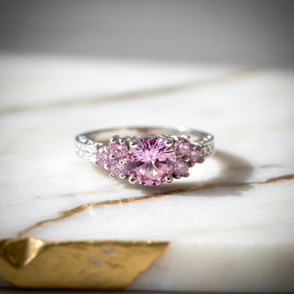 Ring Silber – Funkelnde rosa Akzente CrystalScents