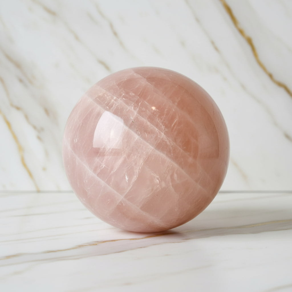 Sehr große Rosenquarz Kugel - Liebe & Selbstfürsorge CrystalScents