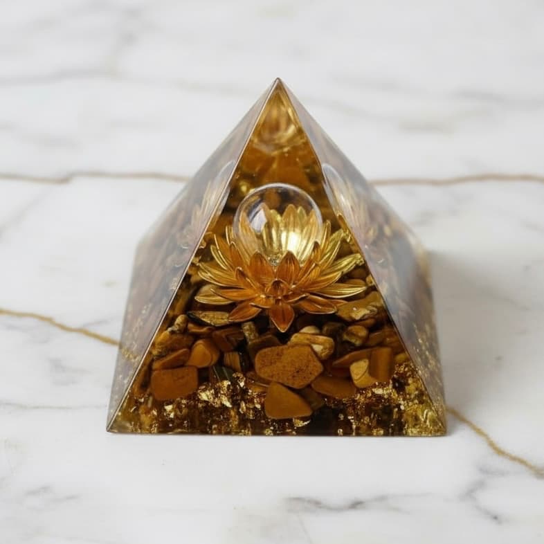 Orgonit Pyramide Tigerauge - Lotus