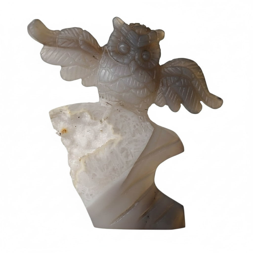 Achat – Graue Eulenfigur aus glitzerndem Kristall