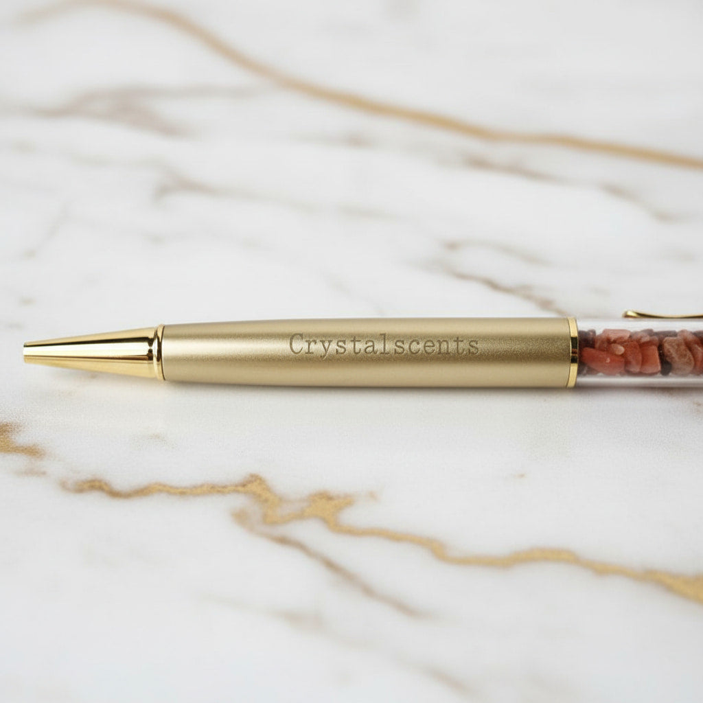 Roter Achat Kristallstift - Goldene Eleganz CrystalScents