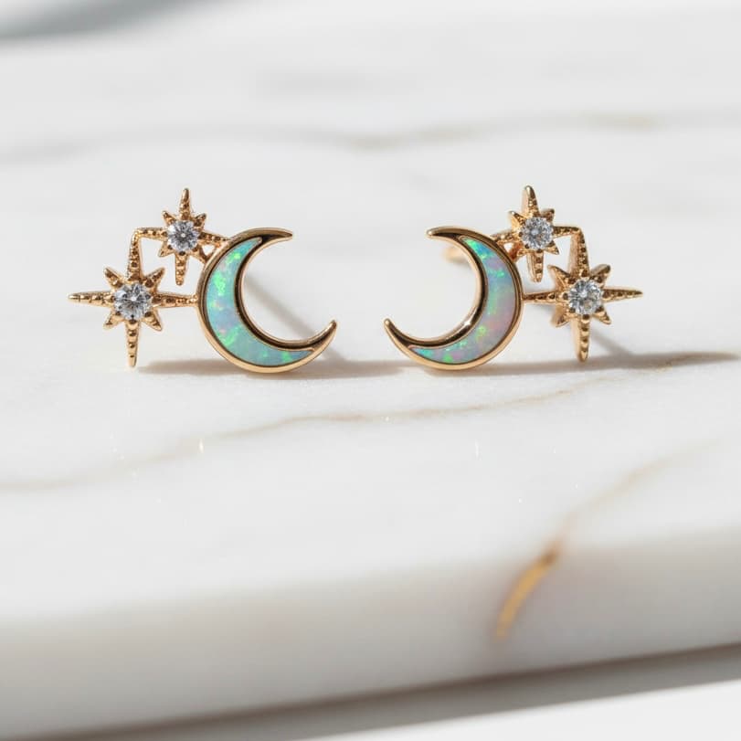 Ohrstecker – Funkelnder Opal-Mond CrystalScents