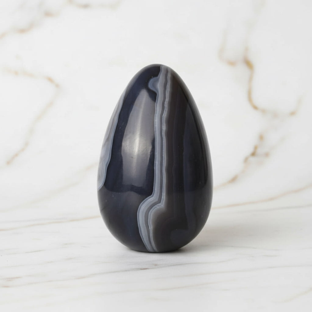 Großes Achat Ei - mit violetter Druse CrystalScents