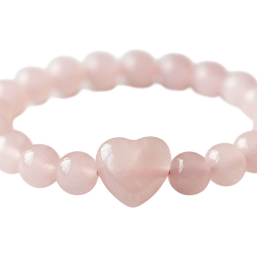 Rosenquarz Kugelarmband - Herz CrystalScents
