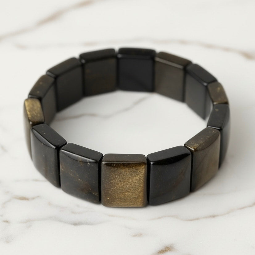 Gold Obsidian – Breites Armband mit magischem Schimmer