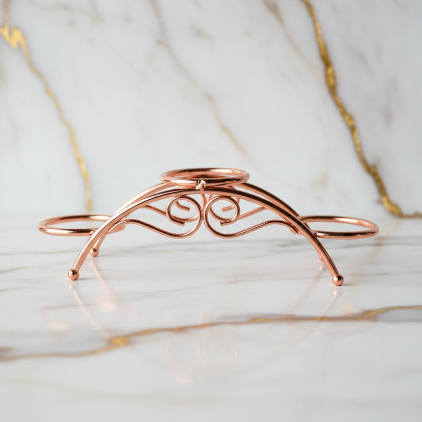 Kugelhalter Roségold – Eleganter Halter für 3 Kristallkugeln CrystalScents