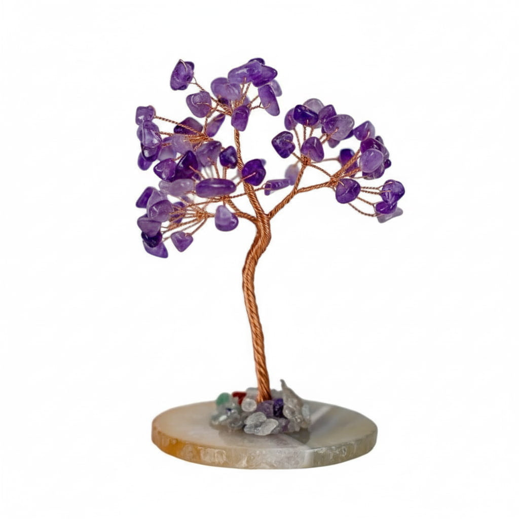 Amethyst Baum auf Achatscheibe