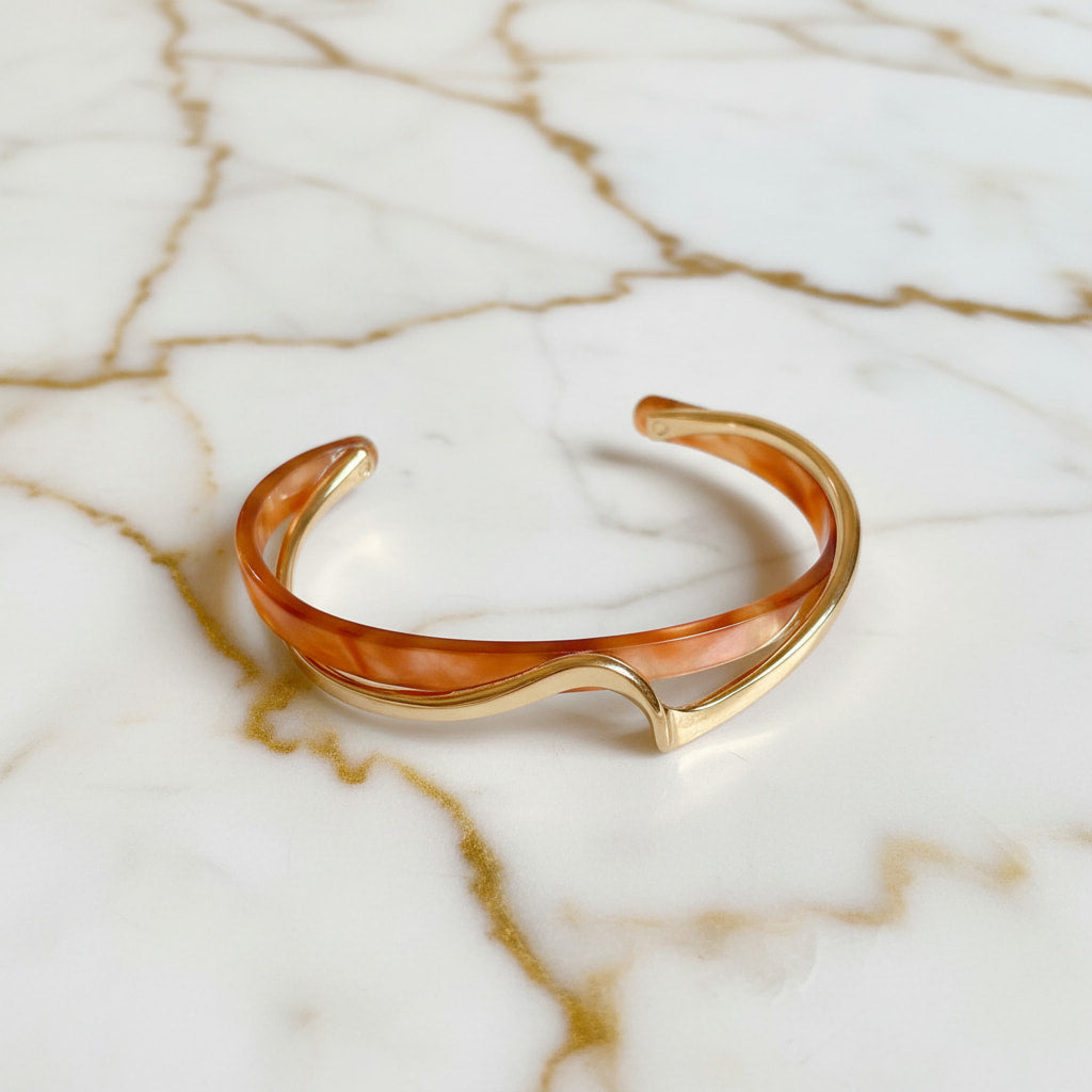 Armband – Offene Wellenform in Gold & Orange CrystalScents