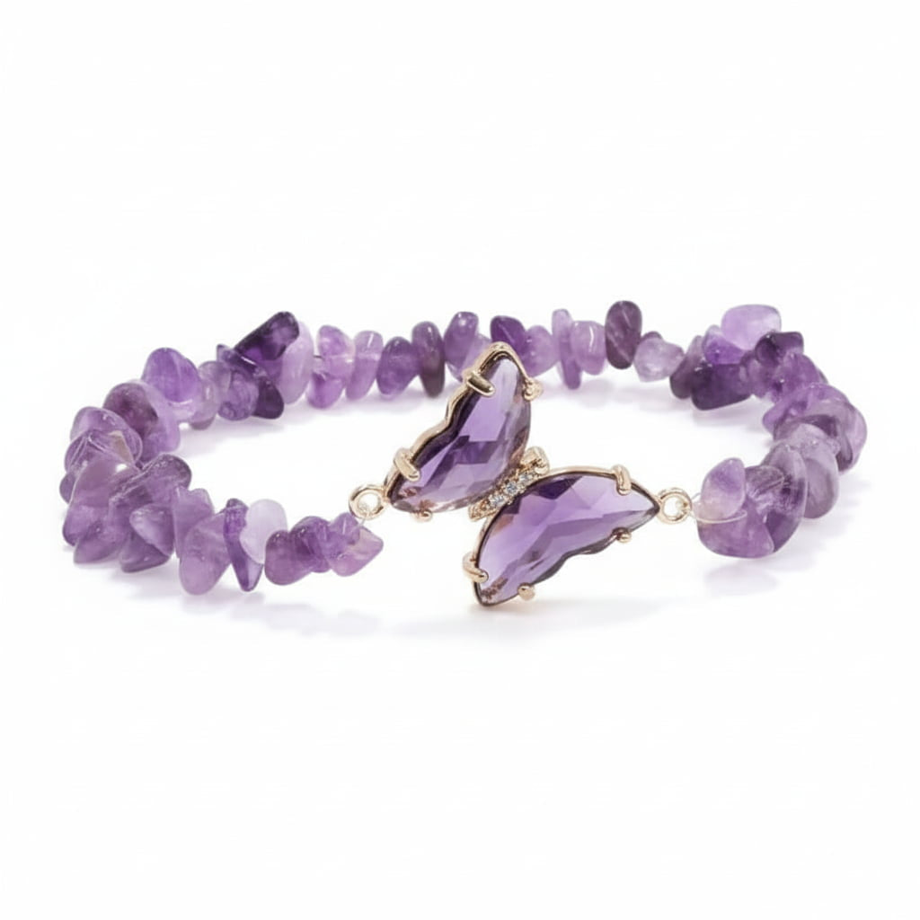 Amethyst Splitterarmband Schmetterling – Leichtigkeit & Harmonie CrystalScents