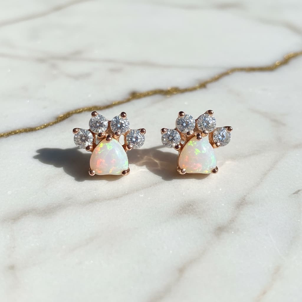 Opal Ohrstecker – Pfoten Design