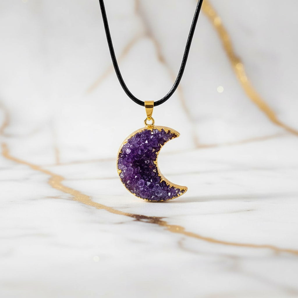 Amethyst Halskette – Cluster Mond für Eleganz & Ausstrahlung CrystalScents