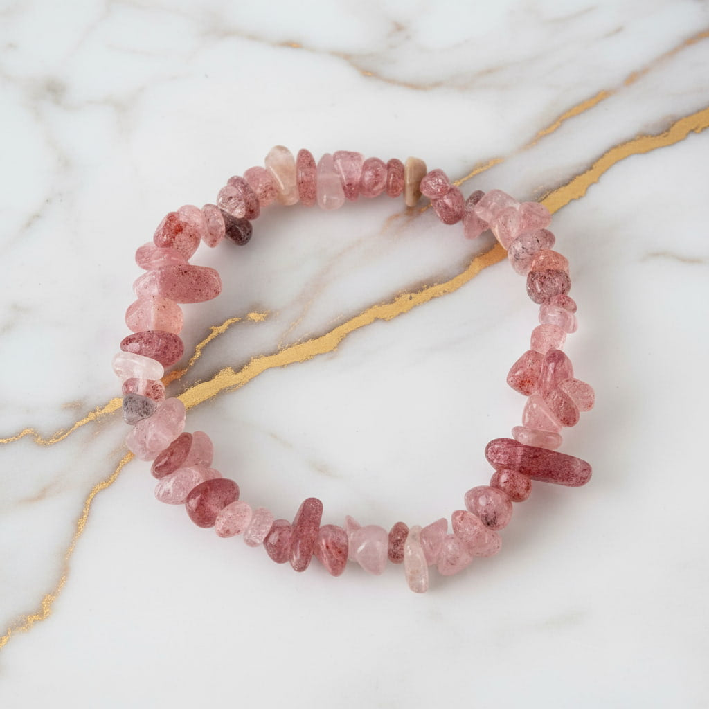 Erdbeerquarz Splitterarmband - Freude & Leichtigkeit CrystalScents
