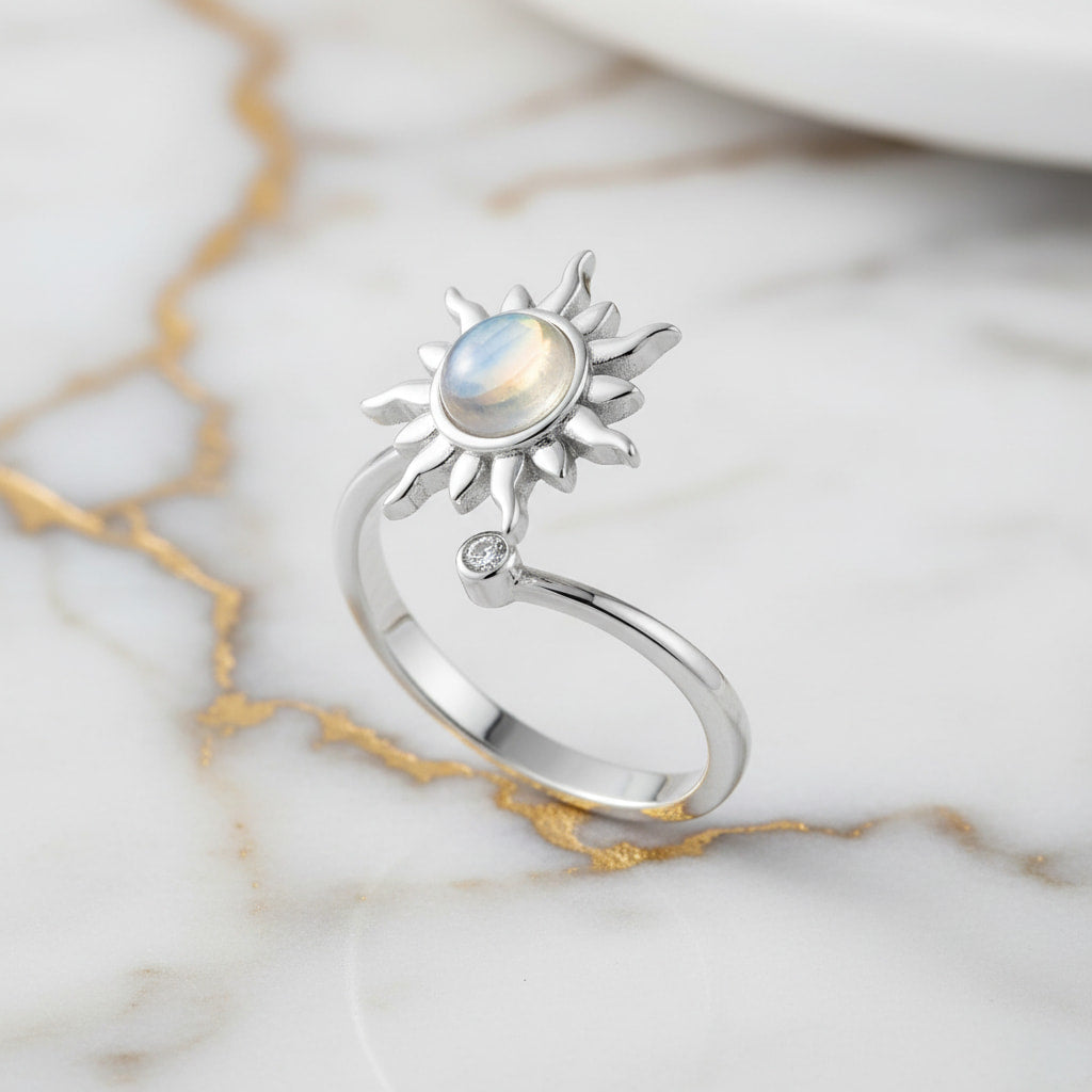 Ring offen silber mit drehbarer Sonne CrystalScents