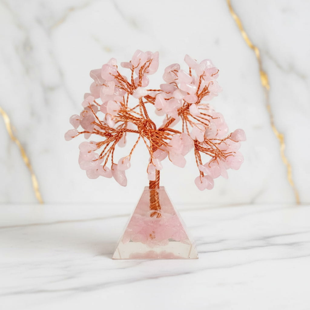 Rosenquarz Baum - Orgonit Pyramide