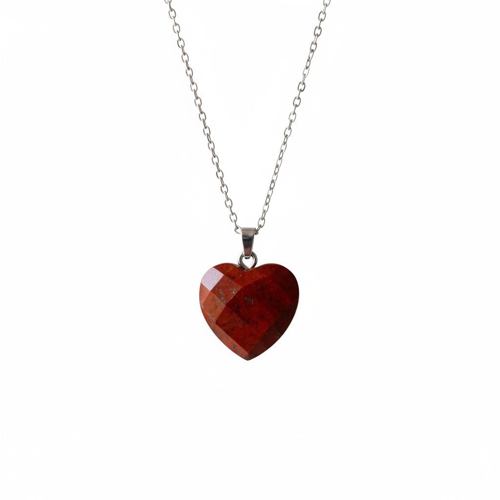 Roter Jaspis Halskette - Facettiertes Herz CrystalScents