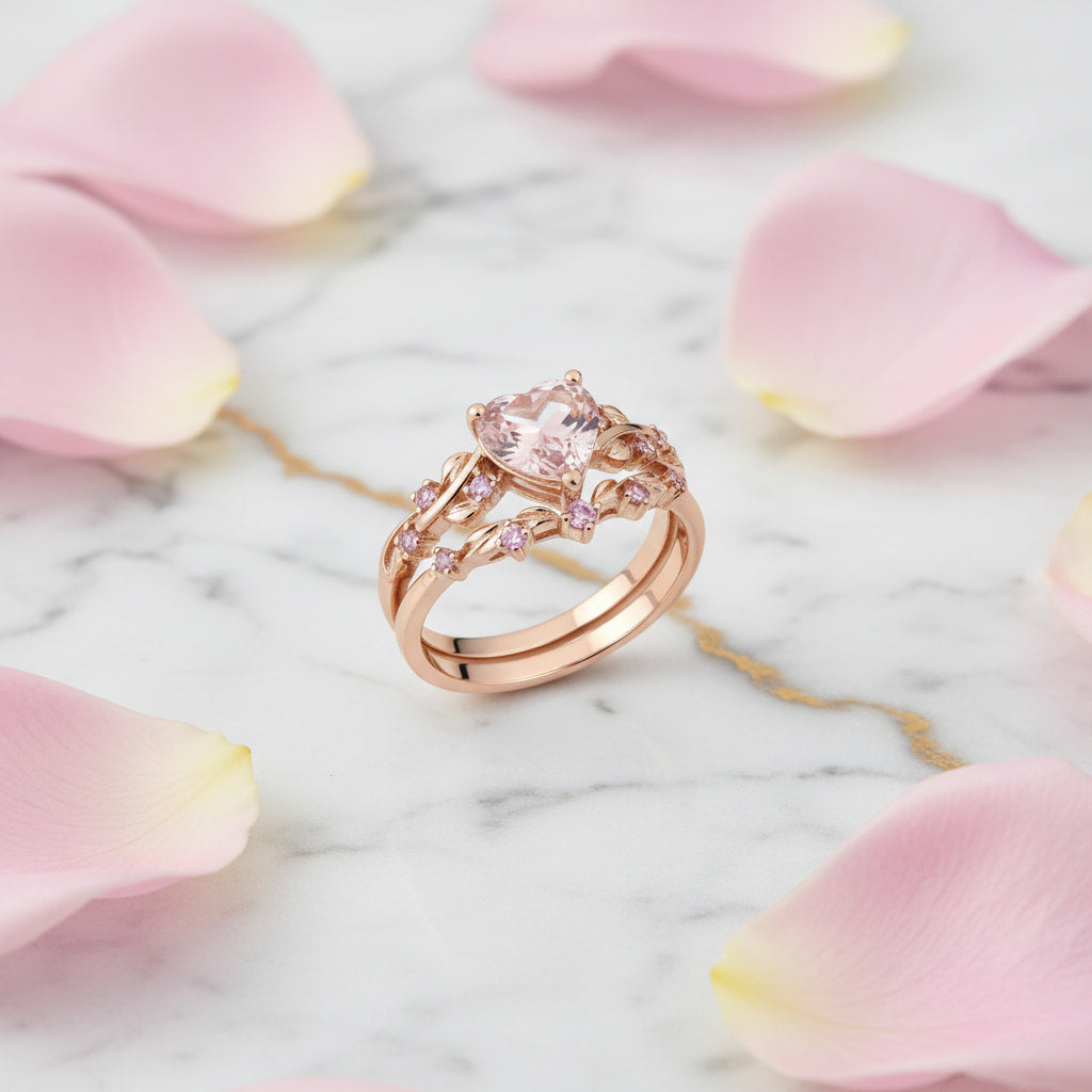 Ring – 2-teilig mit rosanem Herz CrystalScents