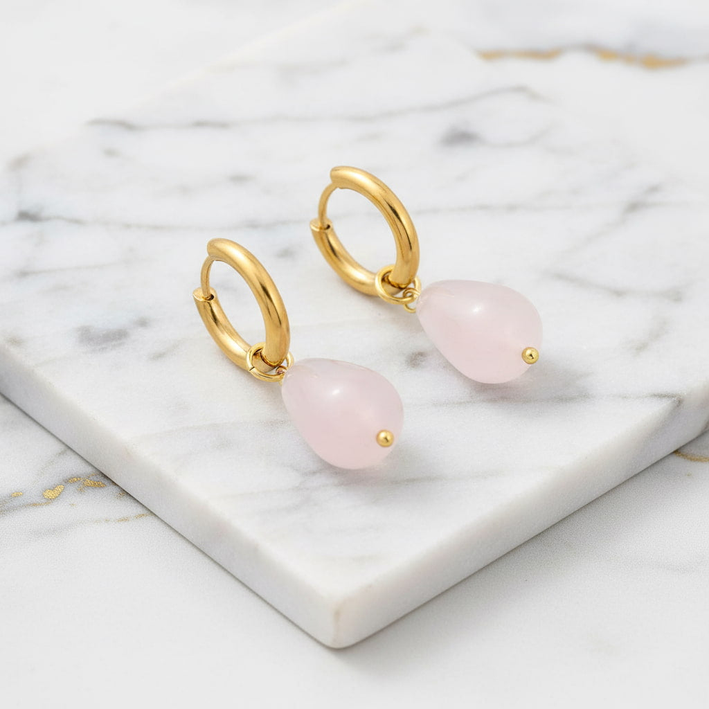 Rosenquarz Ohrringe - Sanfte Akzente CrystalScents
