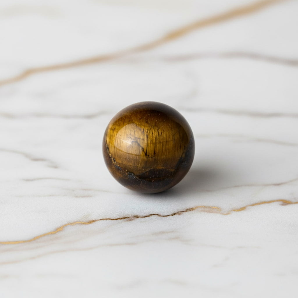 Tigerauge Kugel Mini - Warmer Schutzstein