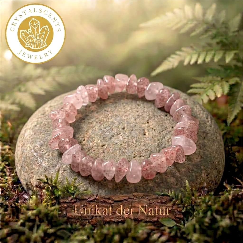 Erdbeerquarz Splitterarmband - Freude & Leichtigkeit