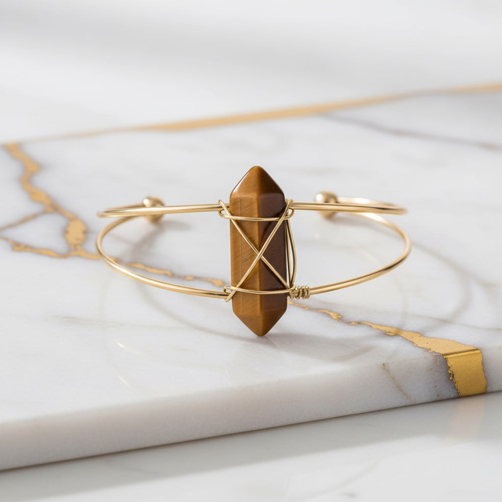 Tigeraugen Armreif – Offenes Design CrystalScents