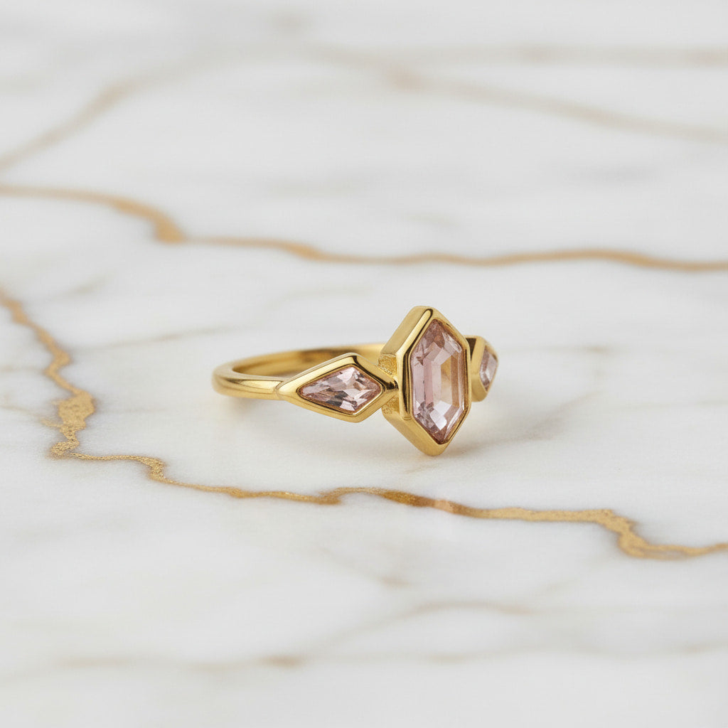 Ring – Goldener mit rosafarbenem Akzent CrystalScents