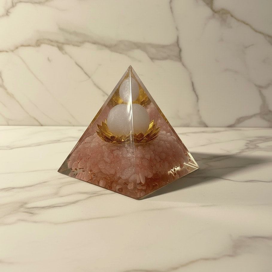 Rosenquarz Orgonit Pyramide - Lotus CrystalScents