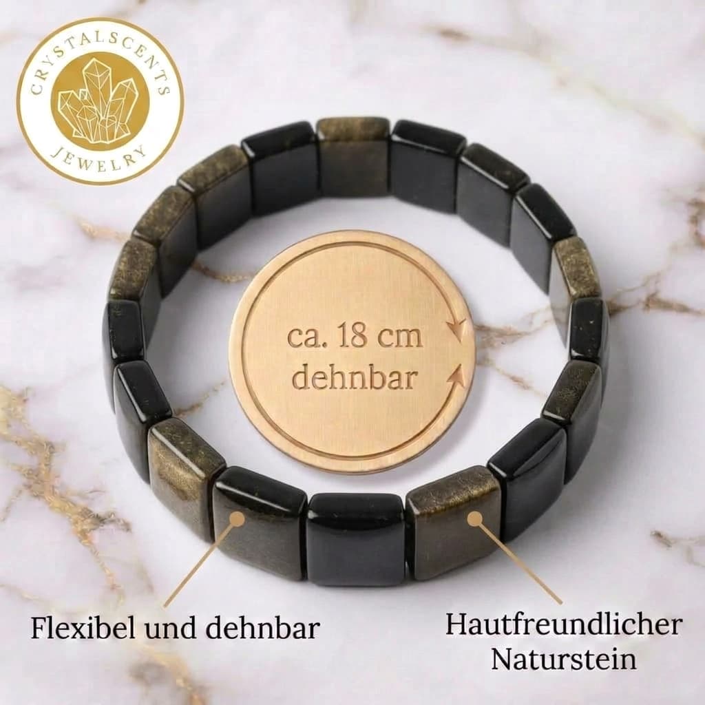 Gold Obsidian – Breites Armband mit magischem Schimmer