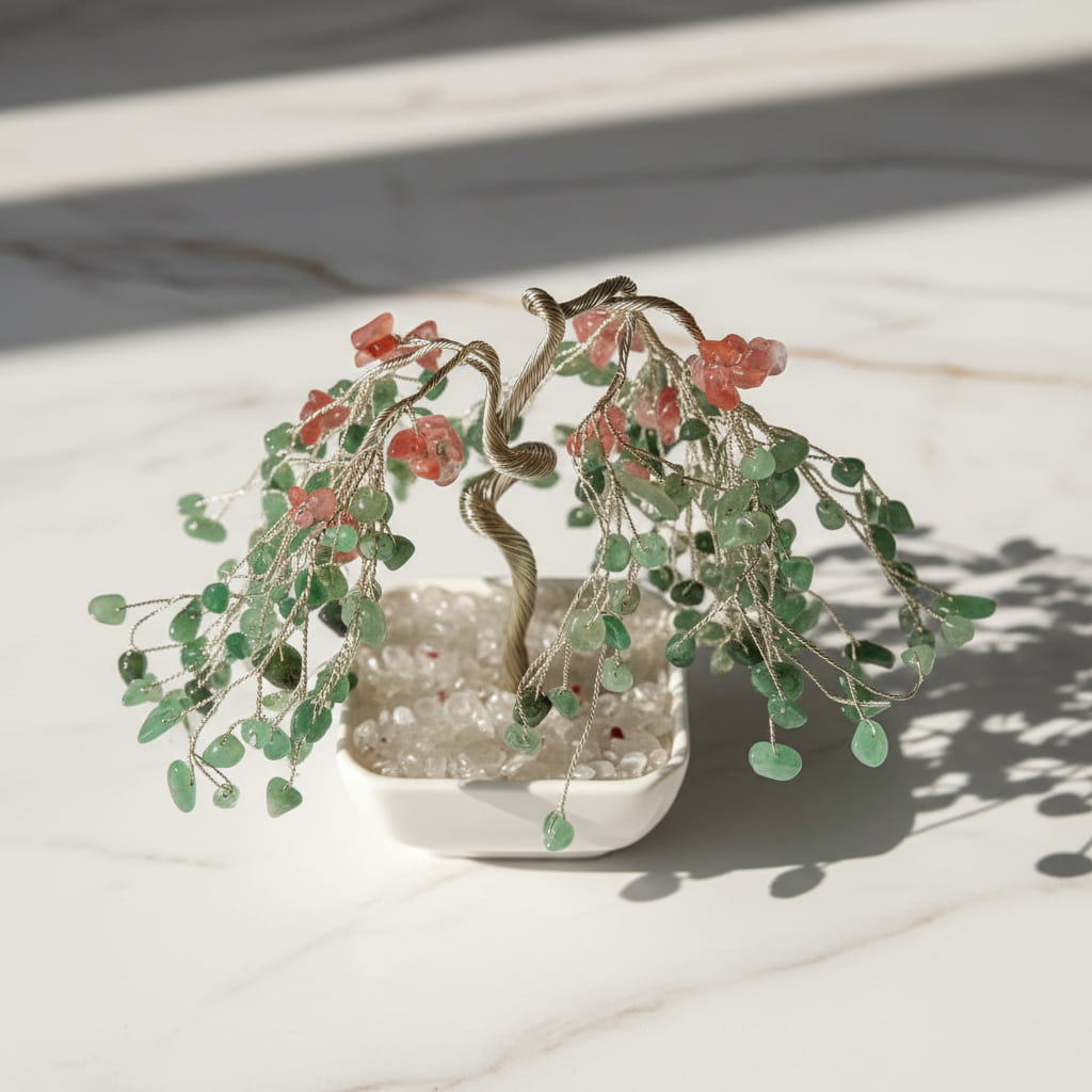 Aventurin & roter Achat Baum – Dekorativer Kristallbaum