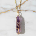 Amethyst Halskette – Goldverzierter Doppelender für Harmonie & Eleganz CrystalScents